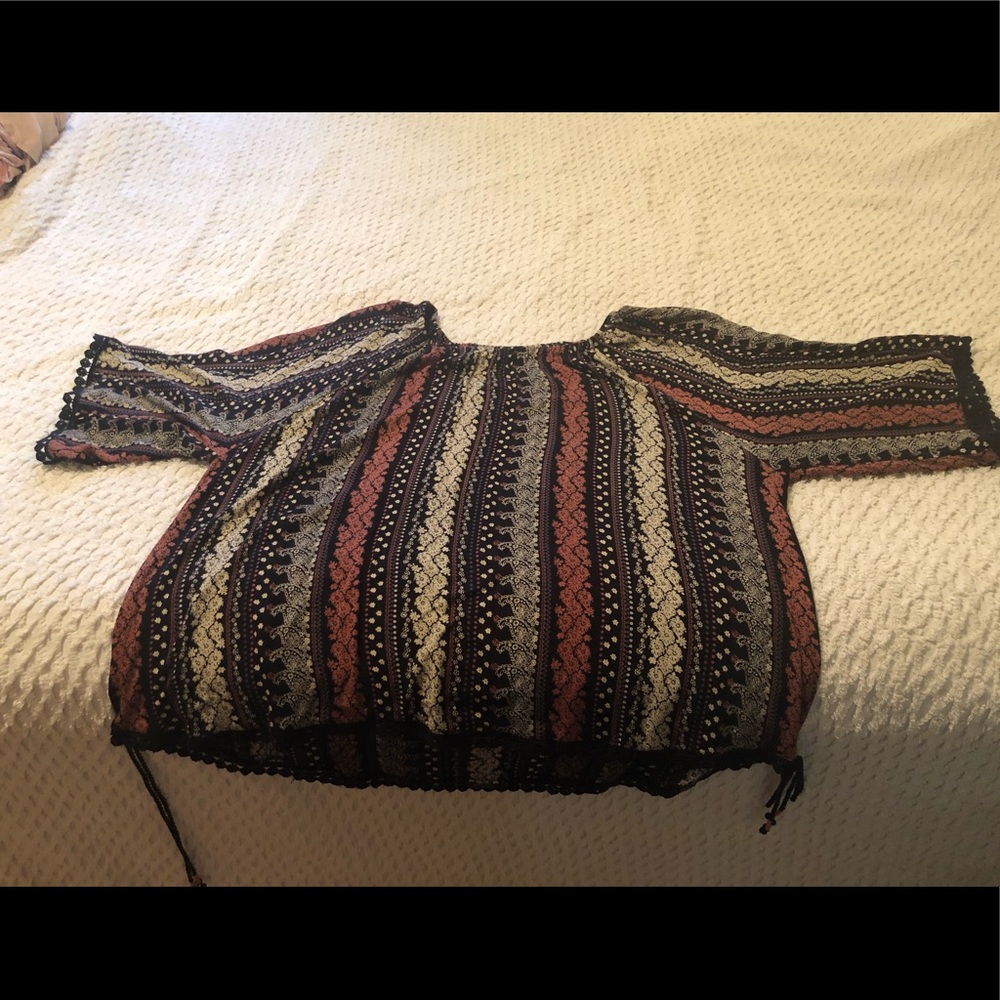 Dress Barn plus size 2x black, pink, and ivory top